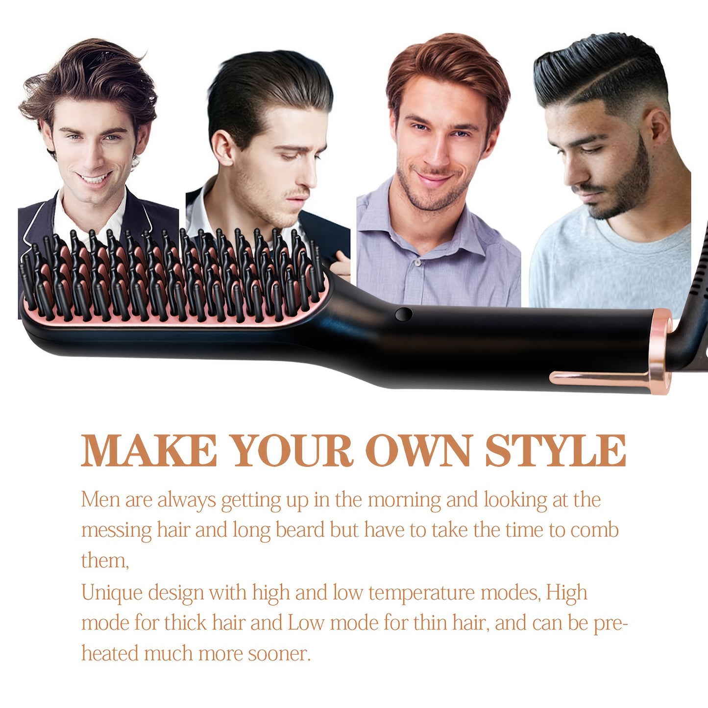 UKLISS Electric Hair Straightener with Fast Technology - 3-in-1 Hair Straightener Brush, 220V Plug & Compact Design for Men & Women, Long & Short Hair, Professional Salon & Home Use, Hair Straightener For Women, Hair Straight
