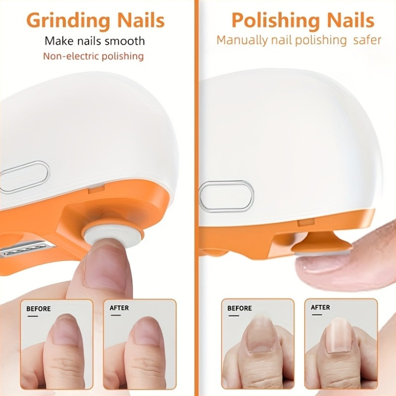 Cortador e polidor de unhas elétrico recarregável SWOSON com luz LED - Alimentado por USB, bateria de polímero de lítio, carregamento rápido 36V/5A, 3 em 1: aparador, polidor e lixador de unhas - Resultados de qualidade profissional para uso doméstico.