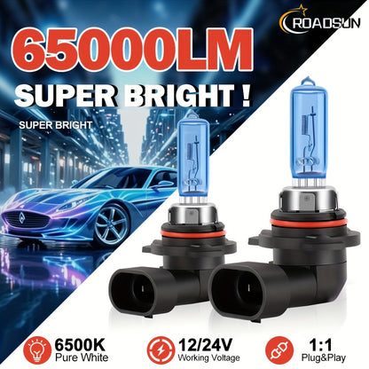 ROADSUN 2pcs 9005/HB3 9006/HB4 H1 H11 H7 H9 H4 LED Headlight Bulbs, Super Bright 6500K White, 800% Brightness Plug & Play High Low Beam for Cars, Trucks, SUVs, Truck Lighting Solution, Without Battery