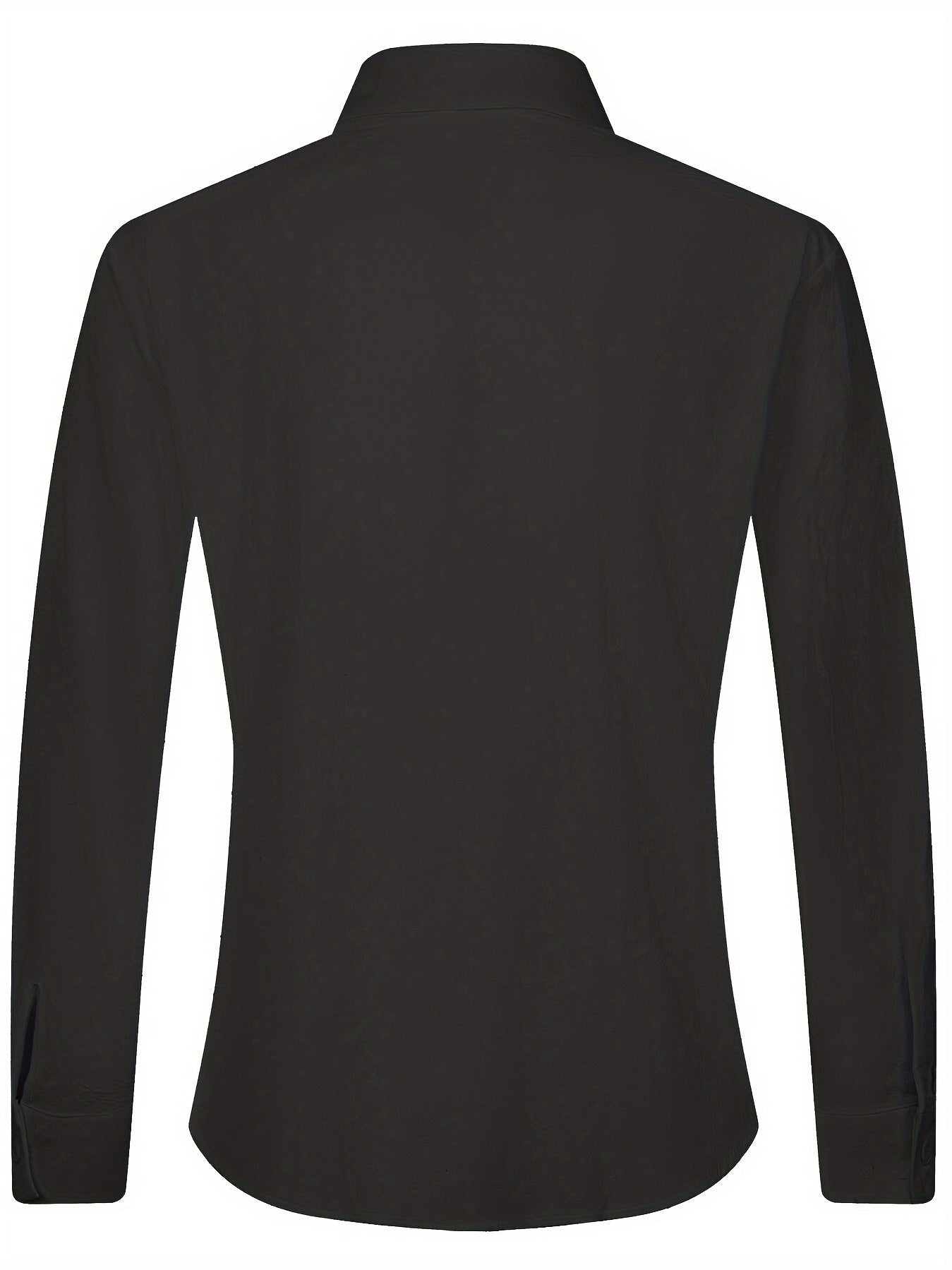 Camisa de homem em algodão de manga comprida e cor sólida com botões, modelo com lapela, ideal para a primavera e outono.