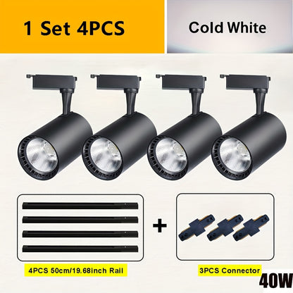 4pcs Track Light AC175-265V Set LED Track Lighting Rail Lamp LED Spot 12W 20W 30W 40W Store Home Lights