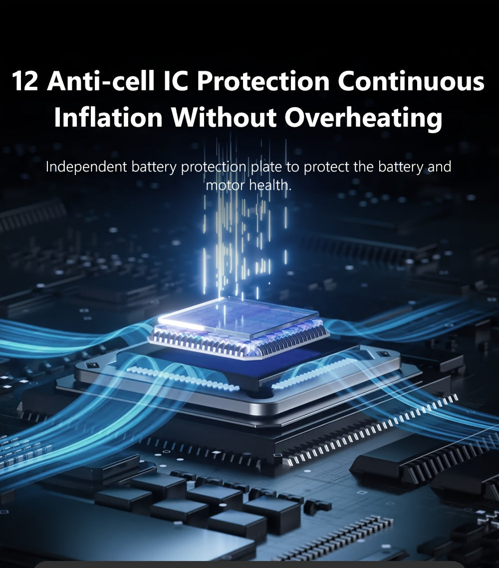 Inflador de pneus digital CaRSun, bomba de ar portátil com luz LED para automóveis, motos e bicicletas - DC 12V, 150 PSI, design preto e amarelo, alimentação por ficha, sem necessidade de bateria, insuflador de pneus de bicicleta | Porta elegante