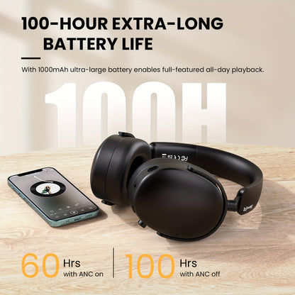 SuperEQ A200 Wireless Wireless 5.4 Headphones Hybrid Active Noise Canceling Over Ear Headset Hi-Res Audio 6-Mic AI ENC 100hrs Playtime APP Control