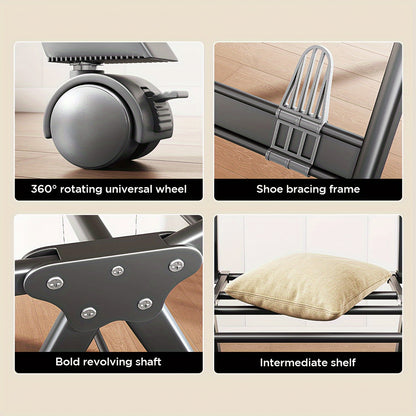 Estendal de secar roupa dobrável Joybos® Ultimate Space-Saving - Solução genial para secar roupa em 2 níveis, autoportante com abas ajustáveis ​​em altura, solução de arrumação sem esforço para qualquer casa.