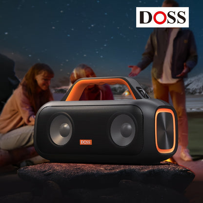 DOSS 60W Portable Speaker with Wireless 5.3, Stereo Sound & Subwoofer, 25H Playtime & Power Bank, TWS True Wireless Pairing, Dynamic Light Show, High Quality IPX6, USB-C Charging, 60W Power Handling, Compact Design for Campin