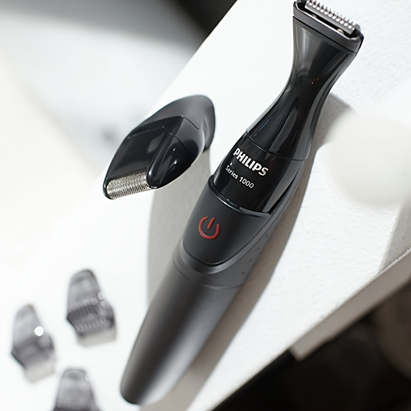 For Philips Multigroom Series 1000 MG1100 Electric Beard Trimmer - Multi-Functional Razor & Sideburn Trimmer with Dual Cut Technology, 3-Position Precision Comb, AA Battery Powered (Batteries Not Included), Ergonomic Design f