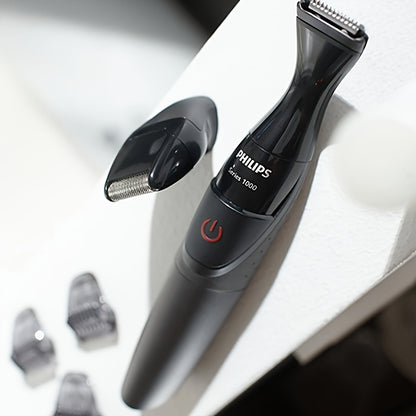 For Philips Multigroom Series 1000 MG1100 Electric Beard Trimmer - Multi-Functional Razor & Sideburn Trimmer with Dual Cut Technology, 3-Position Precision Comb, AA Battery Powered (Batteries Not Included), Ergonomic Design f