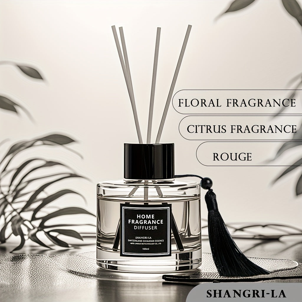 Luxury Hotel Series Reed Diffuser Set - 100ml Large Capacity, Long-Lasting Scent (5-7 Weeks) for Living Room and Bedroom - Spice Fragrance, Swiss Raffinerie Ingredients, Glass and Rattan, Cylinder Shape, Under 1L - Ideal for