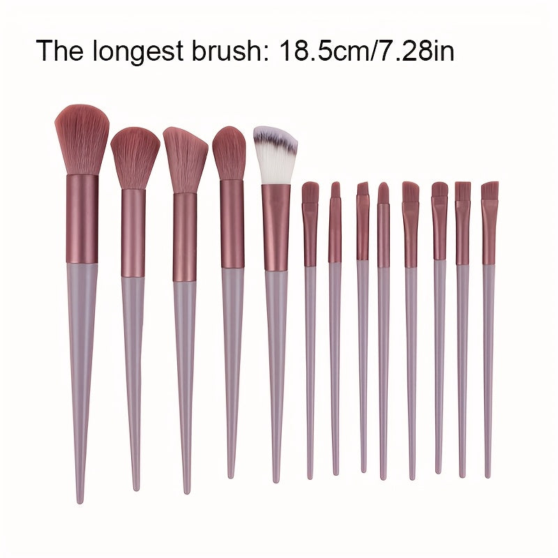 Luxurious 13pcs Makeup Brush Set With Soft Synthetic Bristles - Includes Travel Pouch, Fragrance-Free For All Skin Types
