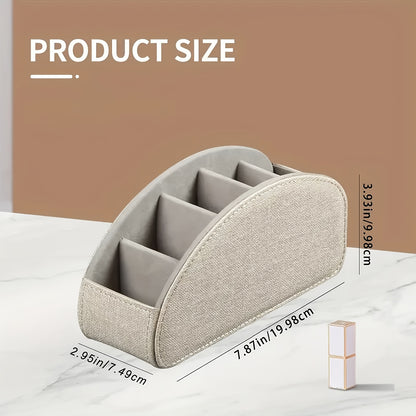 MILITWO 5-Compartment Faux Leather Remote Control Holder - Versatile Desktop Organizer for Appliance Controllers, Brushes, Eyeglasses & Office Supplies - Compact Storage Box with Pen Holder, Ideal for Home & Office Desk Organ