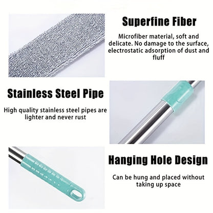 Extendable Microfiber Dust Brush Set with Long Handle Washable Reusable Multi Purpose Dry Wet Cleaning Brush for Sofa Bed Furniture Crevices