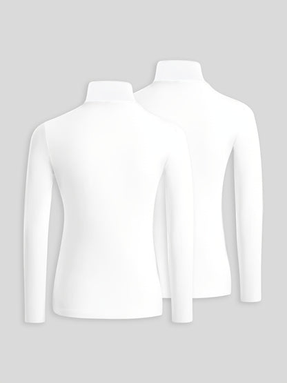 Solid Color Slim Fit Long Sleeve High Neck Pullover T-Shirt Two-Piece Set