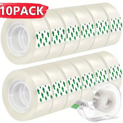 10 Rolls Heavy Duty Clear Packing Tape - Extra Strong Transparent Adhesive Tape, 0.8cm Wide (0.32in), for Gift Wrapping, Moving, Office, Crafts - Ideal for Home, Warehouse, Mailing, Office Supplies, Neatly Stacked Rolls