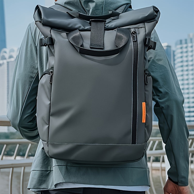 Business backpack Men's fashion laptop backpack student bag large-capacity travel bag Oxford cloth backpack commuting outdoor travel bag light pockets can accommodate 15.6-inch notebook, 7.9-inch iPad.