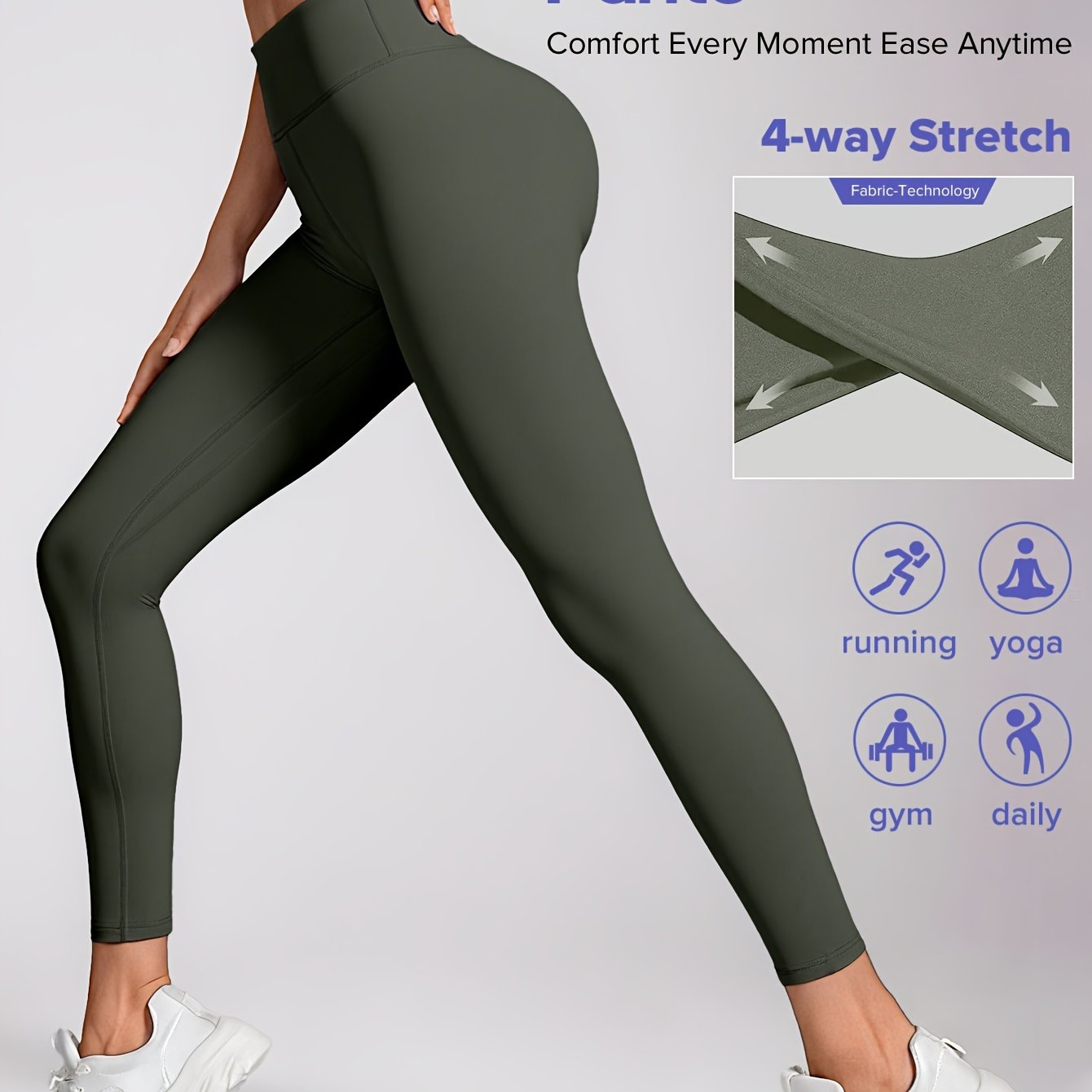 Women'S High-Waisted Elastic Yoga Pants - Compression, Stretchy & Comfortable for Fitness, Running, and Daily Wear - Solid Color Design, Workout Pants| highwaisted Leggings|Stretchy Fabri