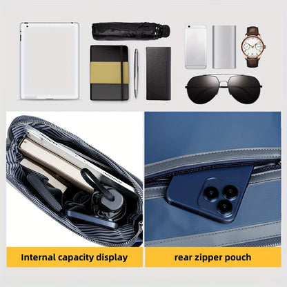 Men's Large Laptop & Wallet-like Tote - Soft Slim Texture, Adjustable Strap, Fits 38.1cm Devices - Ideal for Travel, Gym & Daily Use - Black & Blue Color Options