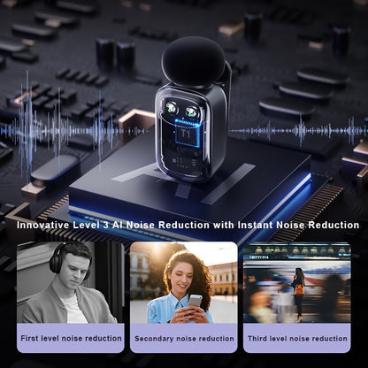 ZEALSOUND T1 Mini Wireless Lavalier Microphone with AI Noise Cancellation & Voice Changer, USB-C Portable Lapel Mic, Plug & Play Wireless Mic with Stand, Built-in Battery Display, Compatible with Android/Phone/PC/Laptop for S