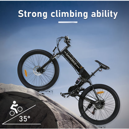 SAMEBIKE Folding Electric Bike | 26x1.95-inch Wear-resistant Tires | 48V 7.8AH Removable Battery | 250W Motor | Disc Brakes | LCD Smart Meter | 80-90km Range, Mountain Bike, Hill Miles E Bike, Folding E Bike, Electric Bike fo