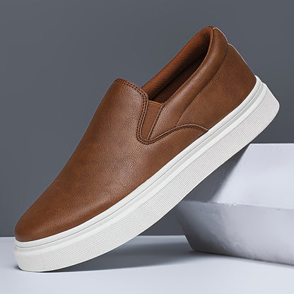 Mocassins para homem sem atacadores - Ténis antiderrapantes de cano baixo com bico redondo, estilo mocassins, com sola acolchoada em PVC, disponíveis em castanho/preto/branco/bege para uso diário e formal - Sapatos sociais minimalistas e versáteis.