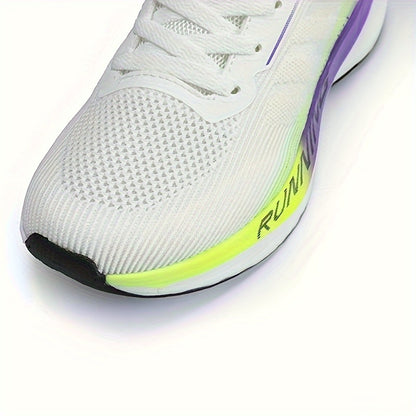 Men's Trendy Woven Knit Breathable Running Shoes, Comfy Non Slip Lace Up Soft Sole Sneakers for Men's Outdoor Activities