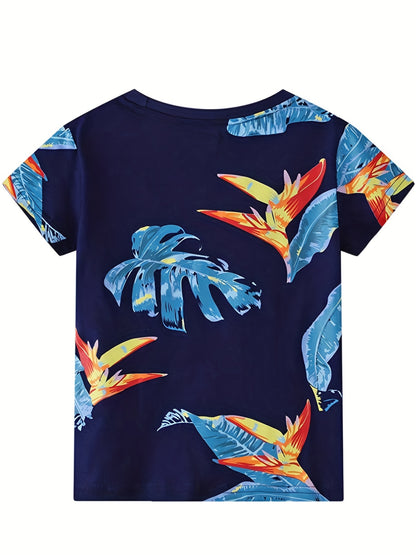 Boys "California" Leaf Casual Outfit Round Neck T-shirt & Shorts For Summer Kids Clothes