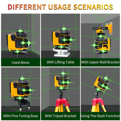 Honminda 16-Line 360° Self-Leveling Laser Level with Green Beam, 4x360° Vertical/Horizontal Cross Lines, Rechargeable Battery & Remote Control, Lifting Base & Tripod Included for Construction, Photography, Videography, Vide