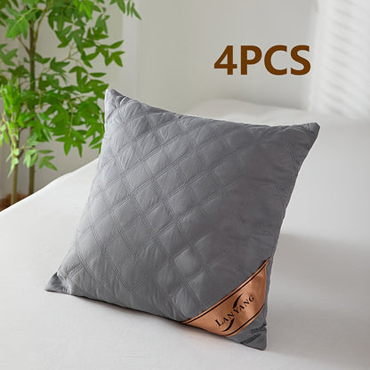 4pcs High-Quality Luxury Double-Sided Patterned Pillow Covers, Gray Polyester Sofa Cushion Covers with Zipper Closure, Machine Washable, Multi-Use for Home, Car, and Sofa Decor