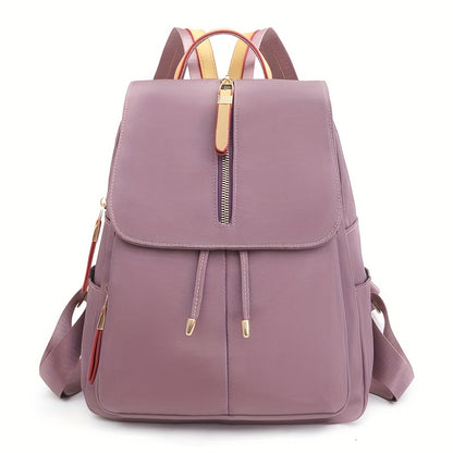 Stylish Women's Nylon Backpack - Trendy Korean Fashion Schoolbag with Multiple Compartments, Adjustable Straps & Zipper Closure in Black, Peacock Blue, Royal Blue, Lavender, or Light Purple, Versatile Carryall | Trendy School