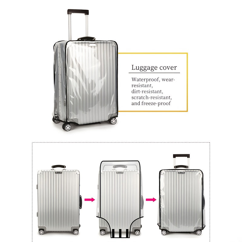 3pcs Luggage Protective Covers, Check-in Shockproof Thick PVC Transparent Dustproof Covers for 50.8cm+60.96cm+71.12cm Suitcases, Waterproof &amp; Durable