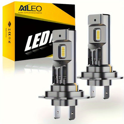 AILEO 2-Pack Premium H7 LED Headlight Bulbs 30000LM 1:1 Compact Turbine Style 6500K White Daytime Running Car Light, Without Battery
