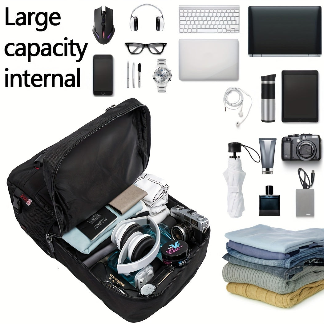 50L Large Capacity Convertible Backpack for Men - Black, Multi-Functional Hiking & Travel Bag with Laptop Compartment, Adjustable Straps, Durable Polyester Lining, Ideal for Outdoor Adventures, Sports, and Everyday Use, Trave