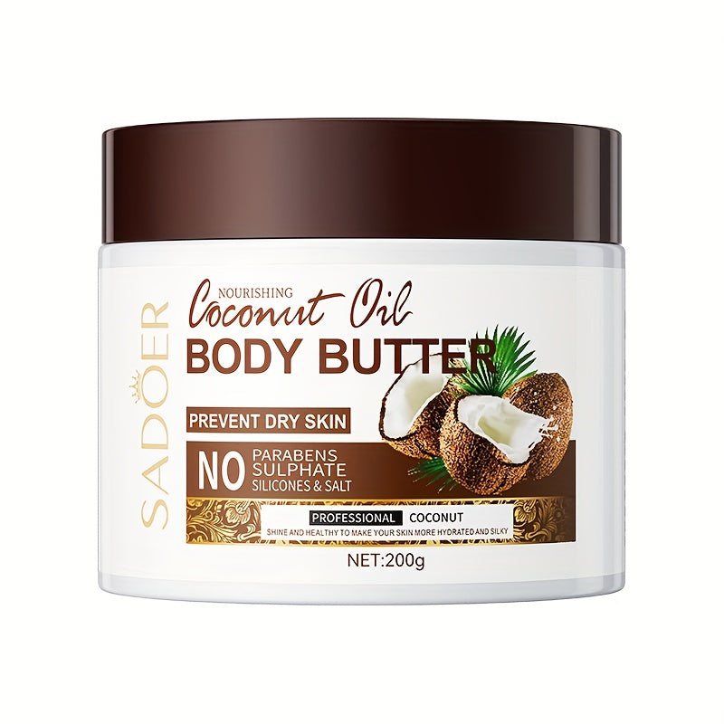 200g Coconut Moisturizing Body Cream, Body Butter With Vitamin E, Long Lasting Fragrance, Soothing Nourishing Rejuvenating Skin, Suitable For Various Skin Types With Plant Squalane