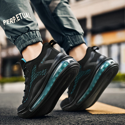 Men's Breathable Knit Sneakers with Full Cushioning & Air-Sole Technology - Slip-Resistant Rubber Outsole, All-Season Comfort for Sports & Casual Wear - Extended Sizes Available, Comfy Shoes, Comfortable Footwear, Modern Foot