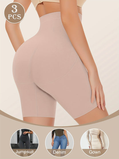 3pcs Women's Tummy Control High Fashion Underwear, Boxer Briefs, Breathable Lace Mesh Safety Pants for Summer and Leg Shaping, Seamless Tummy Underwear, High Waist Panties, Plus Size Women's Panties, High Wa