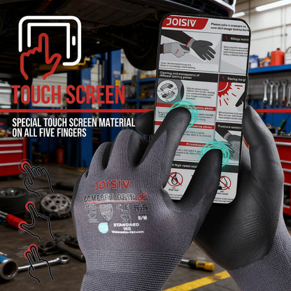 JOISIV 3/6 Pares de Luvas de Trabalho em Nitrilo - Revestidas com Microespuma, Antiderrapantes e Respiráveis, ideais para Jardinagem, Mecânica, Armazém e Tarefas de Bricolage.