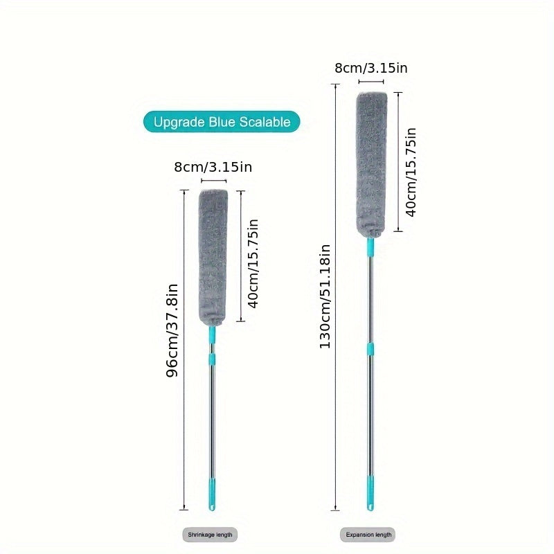 Extendable Microfiber Dust Brush Set with Long Handle Washable Reusable Multi Purpose Dry Wet Cleaning Brush for Sofa Bed Furniture Crevices