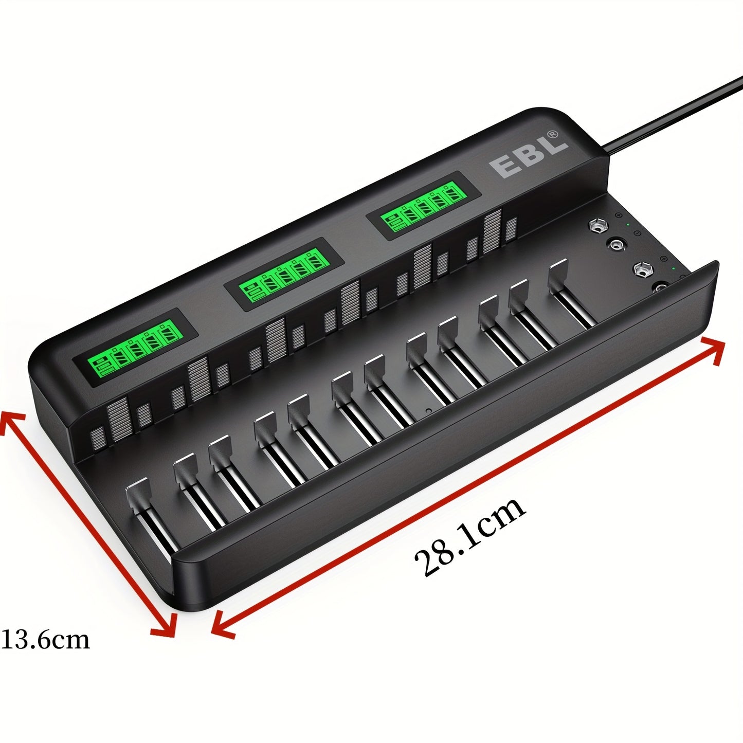 EBL 12+2 Bay LCD Rechargeable Battery Charger for AA AAA CD Ni-MH Rechargeable Batteries and 9V NiMH Ni-CD Rechargeable Batteries