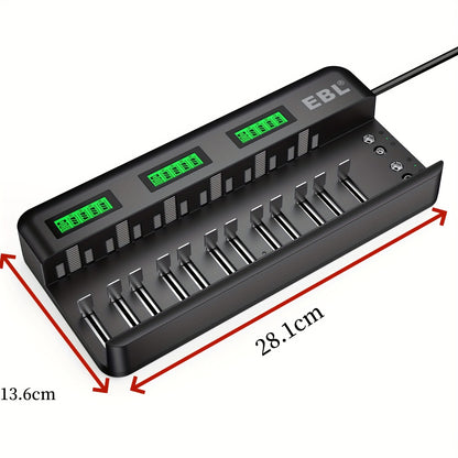EBL 12+2 Bay LCD Rechargeable Battery Charger for AA AAA CD Ni-MH Rechargeable Batteries and 9V NiMH Ni-CD Rechargeable Batteries