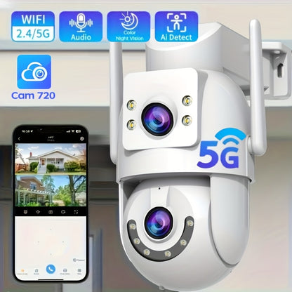 JOOAN AI- 360° Pan-Tilt-Zoom Security  with Full HD 1296P, Night Vision, Motion Detection, 24/7 Recording, 2.4G/5G WiFi, Cloud Storage, Siren Alarm, Indoor/Outdoor Surveillance  with AI Tracking,, Compatible with Smartphones