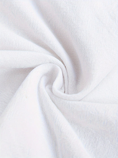 Camisa de homem em algodão de manga comprida e cor sólida com botões, modelo com lapela, ideal para a primavera e outono.