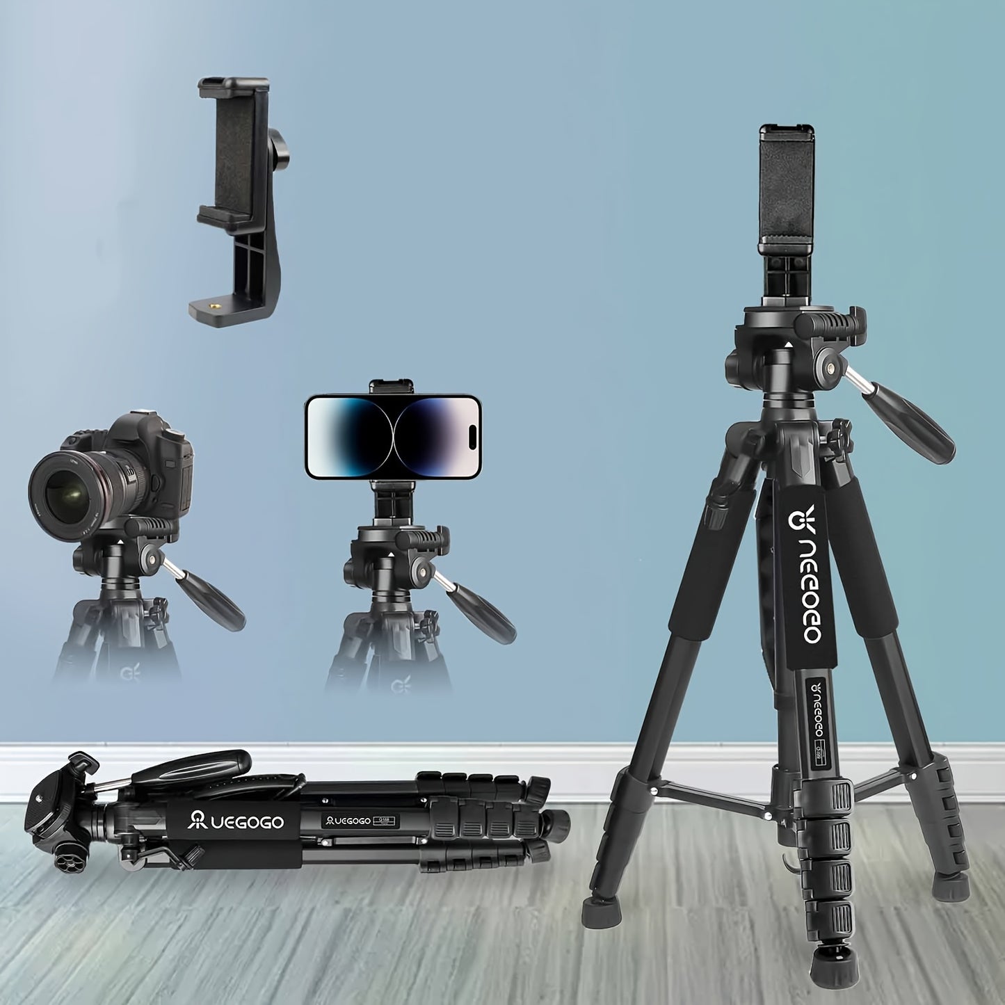 Aluminum Professional 187.96 cm Tripod with 360° Ball Head, Panoramic Shooting, Adjustable Height, Camera Tripod with Carrying Bag for Camera/Ring Light/Projector/Mobile Phone/DSLR