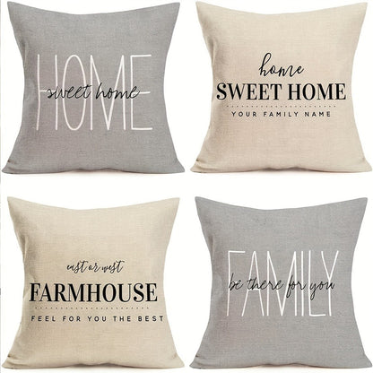 4pcs-Home Sweet Home Pillow Set Warm Inspirational Quotes Cushion Set Farmhouse Pillow Set Suitable for Sofa Decoration