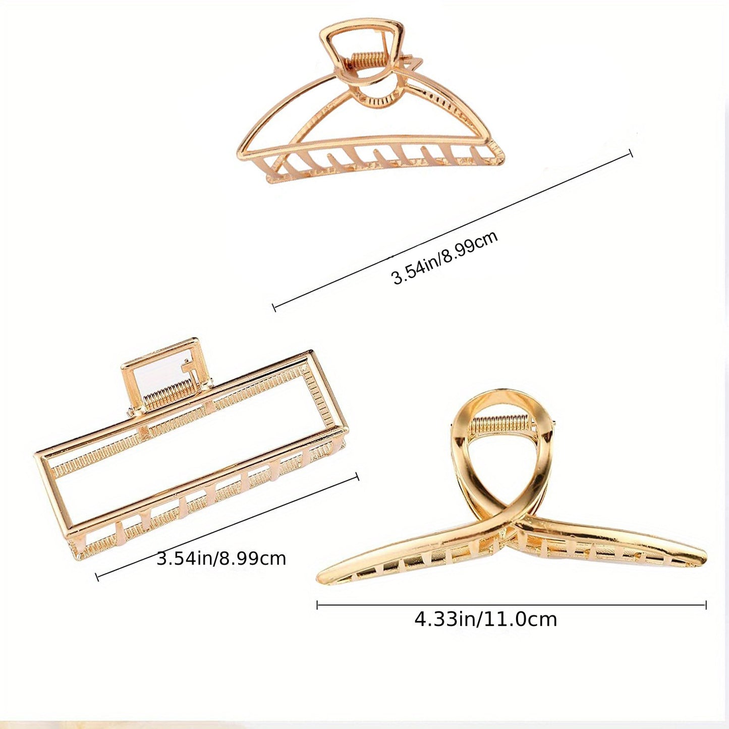 3pcs/set Trendy Metal Hair Claw Anti-slip Hair Crab Clip Elegant Geometric Hairpin Decorative Hair Accessories For Women, ideal choice for gifts