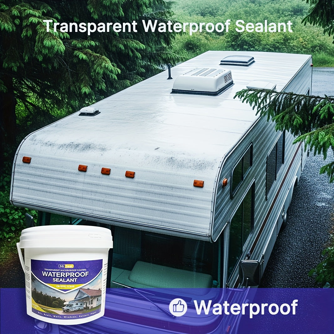 2kg RV Transparent Waterproof Sealant - Covers Up to 160 SqFt @ 1/12" Tickness, Ideal for RV Roof, Windows, Gutters &amp; More, Durable &amp; Flexible Sealant for Home Improvement, Roof Sealant, Versatile Sealant, High Quality Sealan