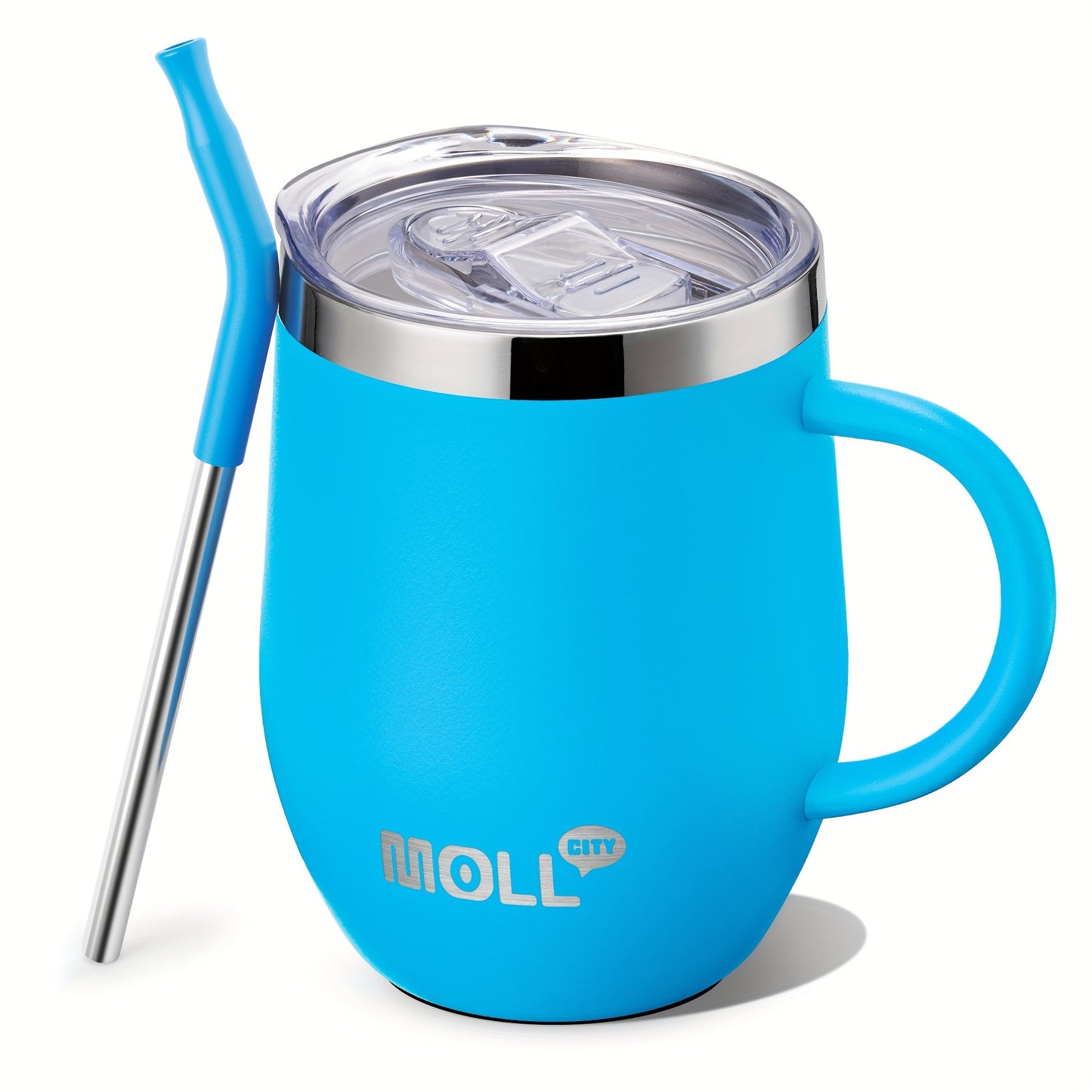 Mollcity 12oz Stainless Steel Tumbler with Straw & Spill-Proof Lid - Double-Wall Vacuum Insulated Cup, Pastel Pink ( purple), Leakproof Travel Mug, BPA-Free, Non-Slip Base & Ergonomic Handle for Women, Office, Gym, Outdoor -