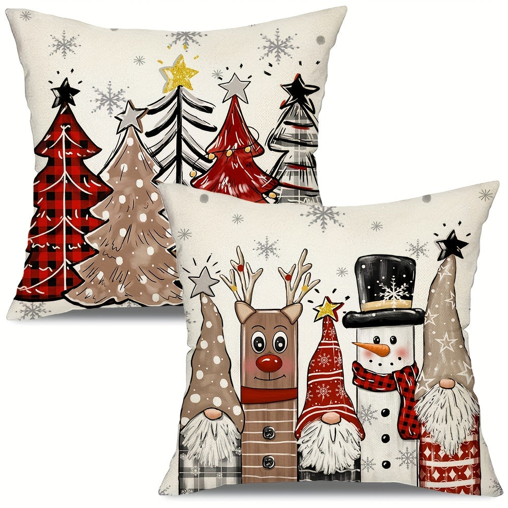 2pcs, Christmas Throw Pillow Covers, 45.72cm*45.72cm Christmas Tree Decorative Home Decor Cushion Covers, Farmhouse Winter Holiday Home Decor Pillowcases, for Porch Patio Couch Sofa Living Room Outdoor, Without Pillow Inserts