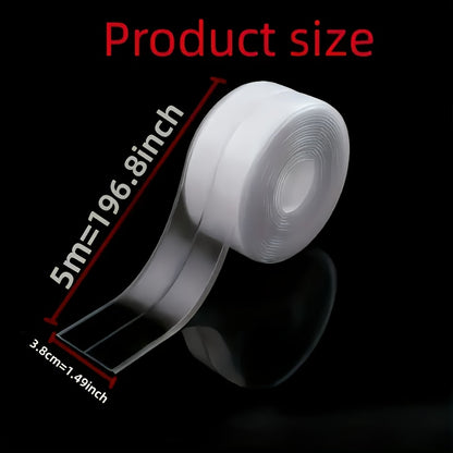 1 Roll Transparent Kitchen Bathroom Sealing Tape - 3.81cm x 5.0meter Self-Adhesive Waterproof Gap Filler Strip, Suitable for Countertops Stoves Sinks Multi Surface Use Clear Weatherstrip, Stove Side Protector, Stove Tape, Sto
