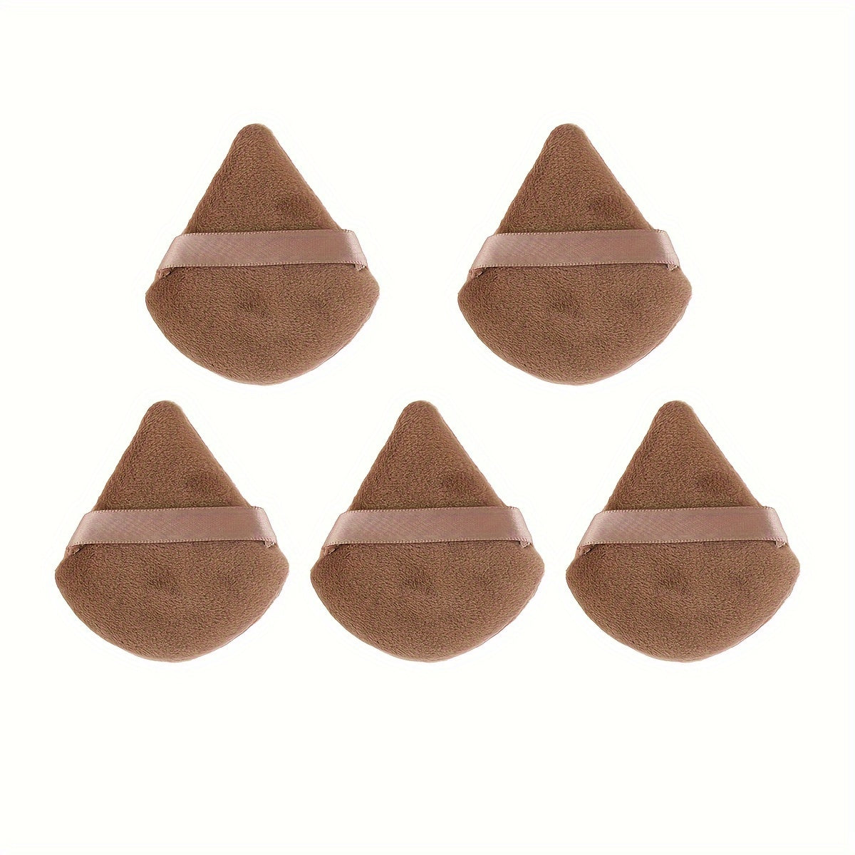 5pcs Soft Triangle Powder Puffs for Loose Powder, Mineral Powder, Body Powder, Velour Cosmetic Foundation Sponges - Nude and Black - Beauty Makeup Tools