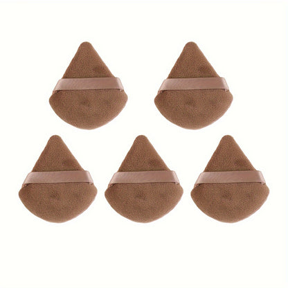 5pcs Soft Triangle Powder Puffs for Loose Powder, Mineral Powder, Body Powder, Velour Cosmetic Foundation Sponges - Nude and Black - Beauty Makeup Tools