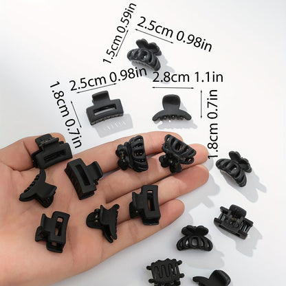 18PCS Rubber Frosted Black Square Hair Claw Mini Small Hair Clip Simple Hair Accessory Female